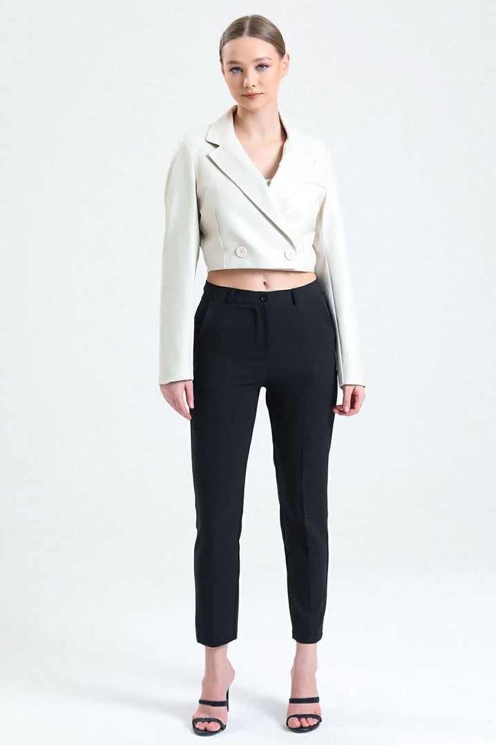 SNS Sense Black Cigarette 18 cm Narrow Leg Woven Trousers - Palmdale