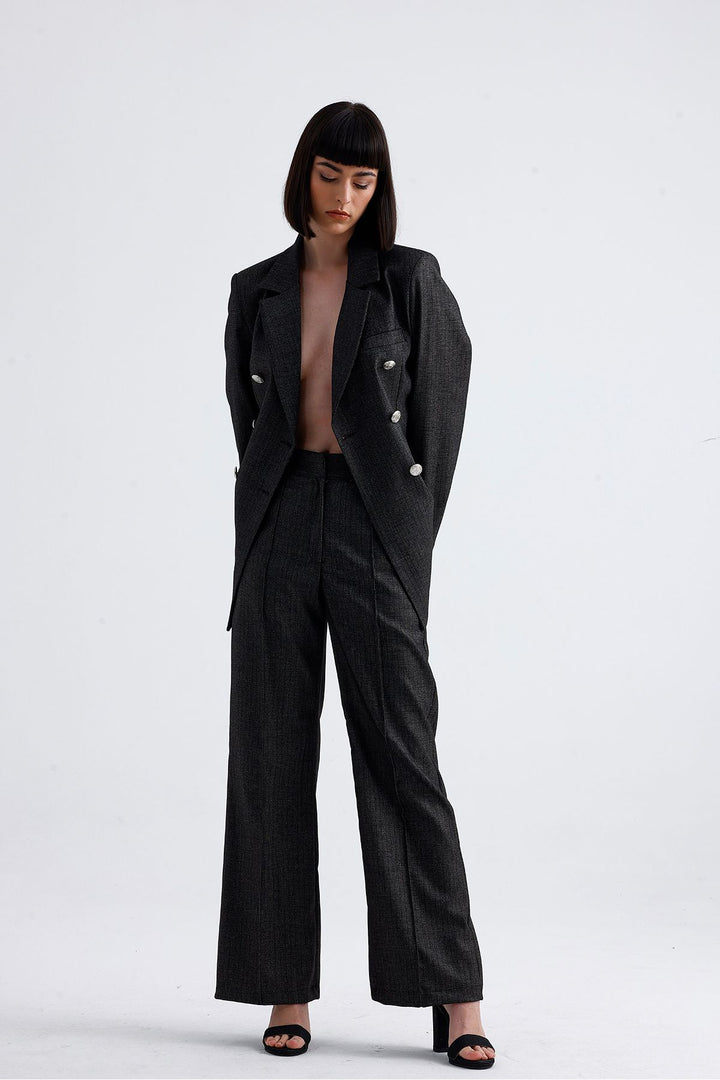 SNS Sense Anthracite Pocket Detailed Melange Women's Pants - Yonkers