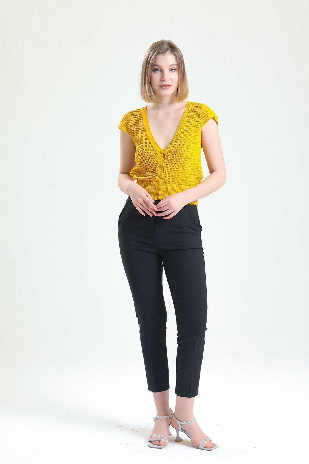 SNS Sense Gold V-Neck Buttoned Vest with Openwork - Campbell