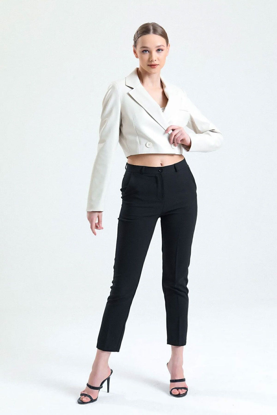 SNS Sense Black Cigarette 18 cm Narrow Leg Woven Trousers - Palmdale