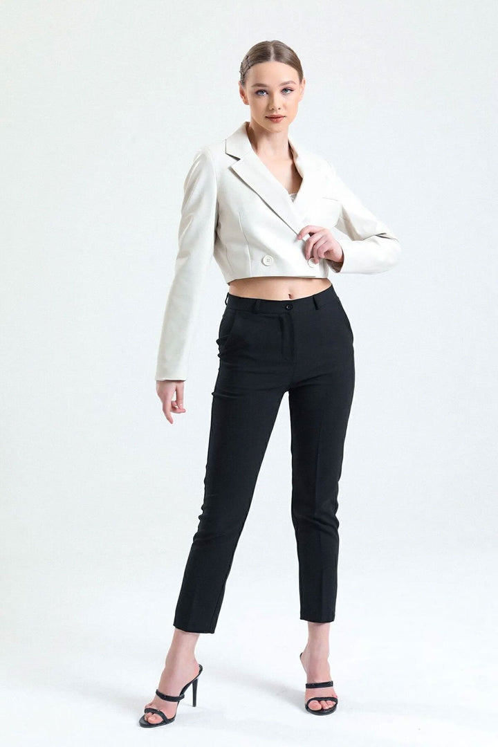 SNS Sense Black Cigarette 18 cm Narrow Leg Woven Trousers - Palmdale