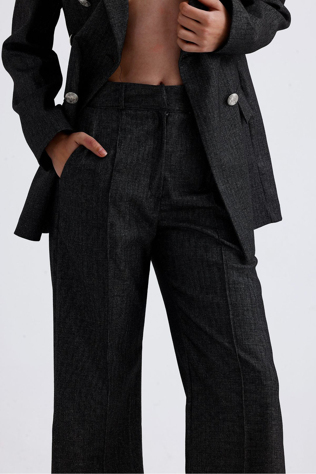 SNS Sense Anthracite Pocket Detailed Melange Women's Pants - Yonkers