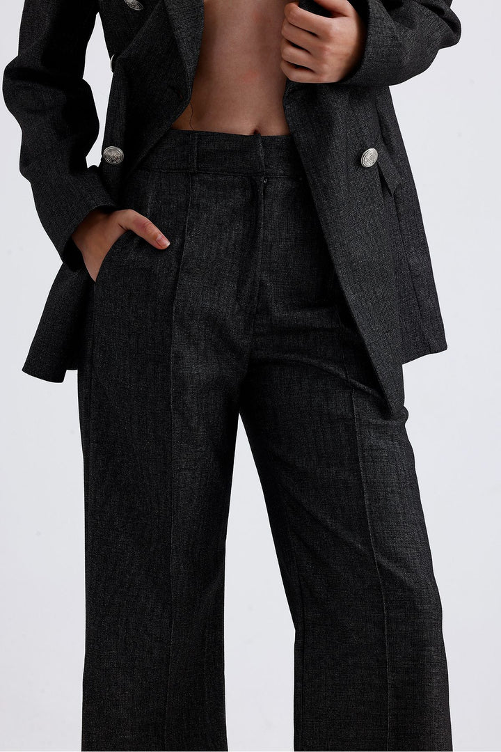 SNS Sense Anthracite Pocket Detailed Melange Women's Pants - Yonkers