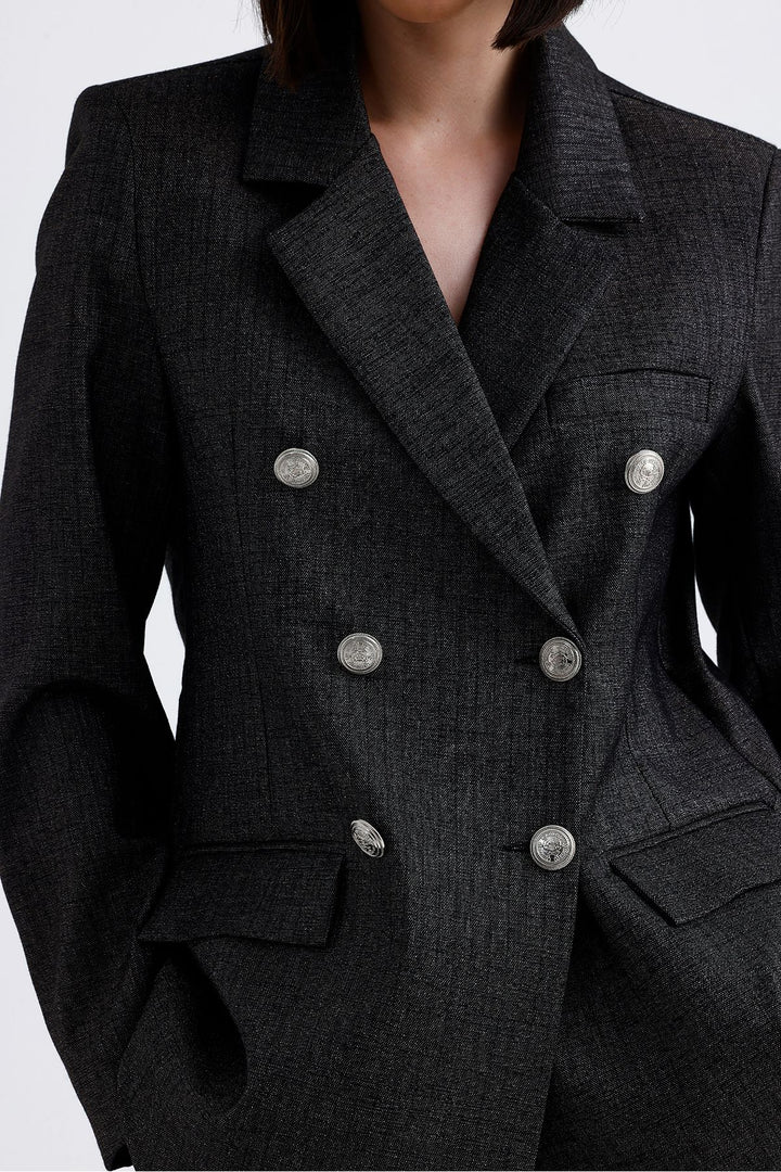 SNS Sense Anthracite Lined Double-Breasted Seasonal Women's Jacket - Hardenberg