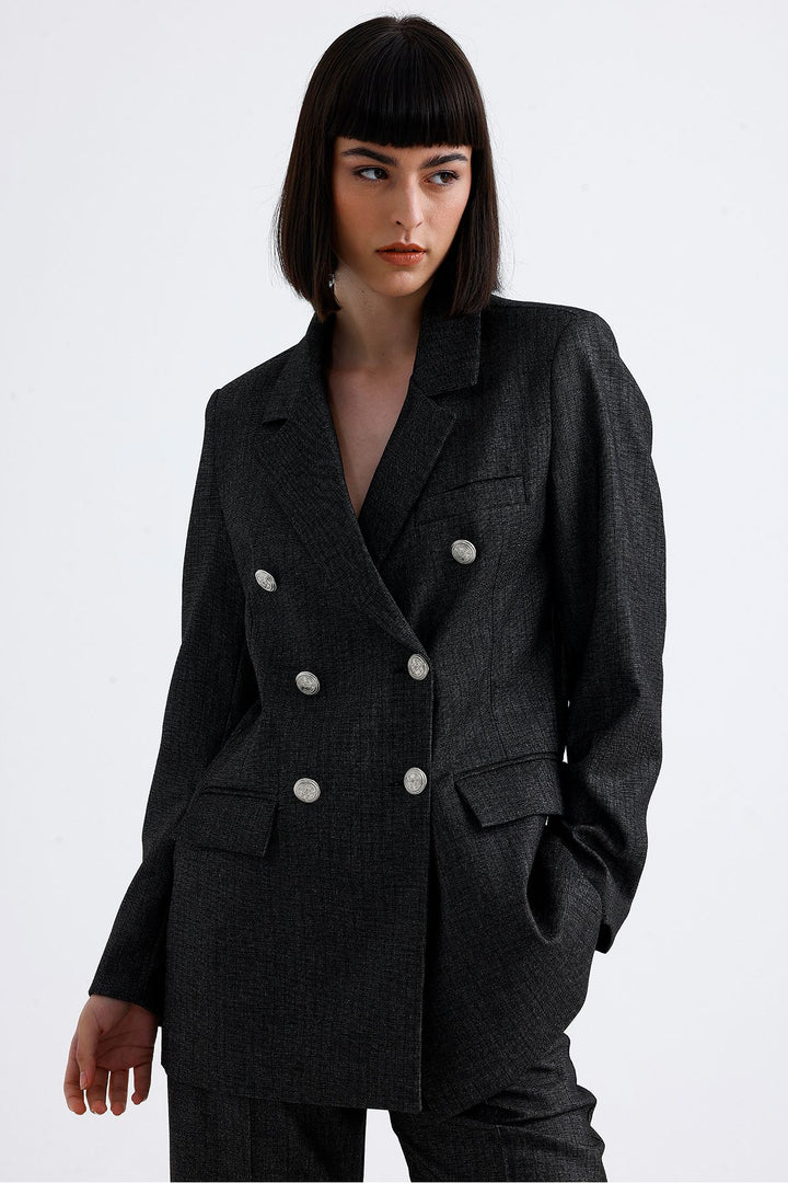 SNS Sense Anthracite Lined Double-Breasted Seasonal Women's Jacket - Hardenberg