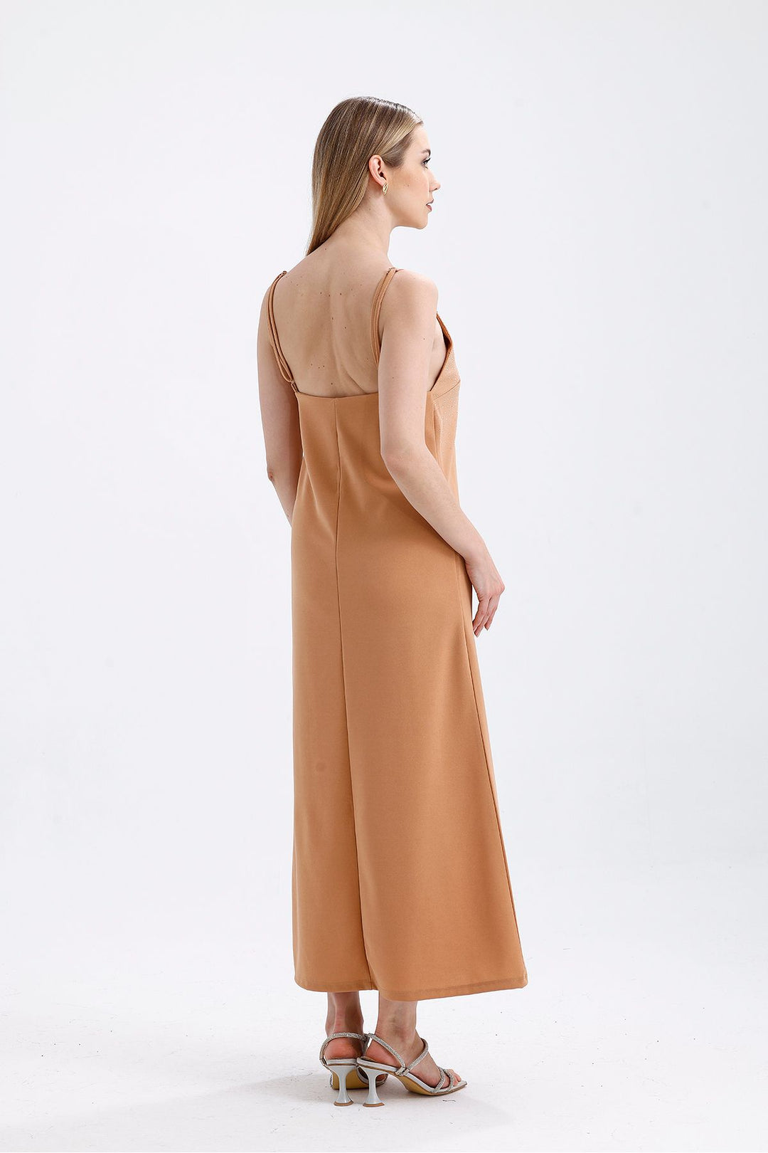SNS Sense Beige Stone Detailed Long Strappy Dress - Lynwood
