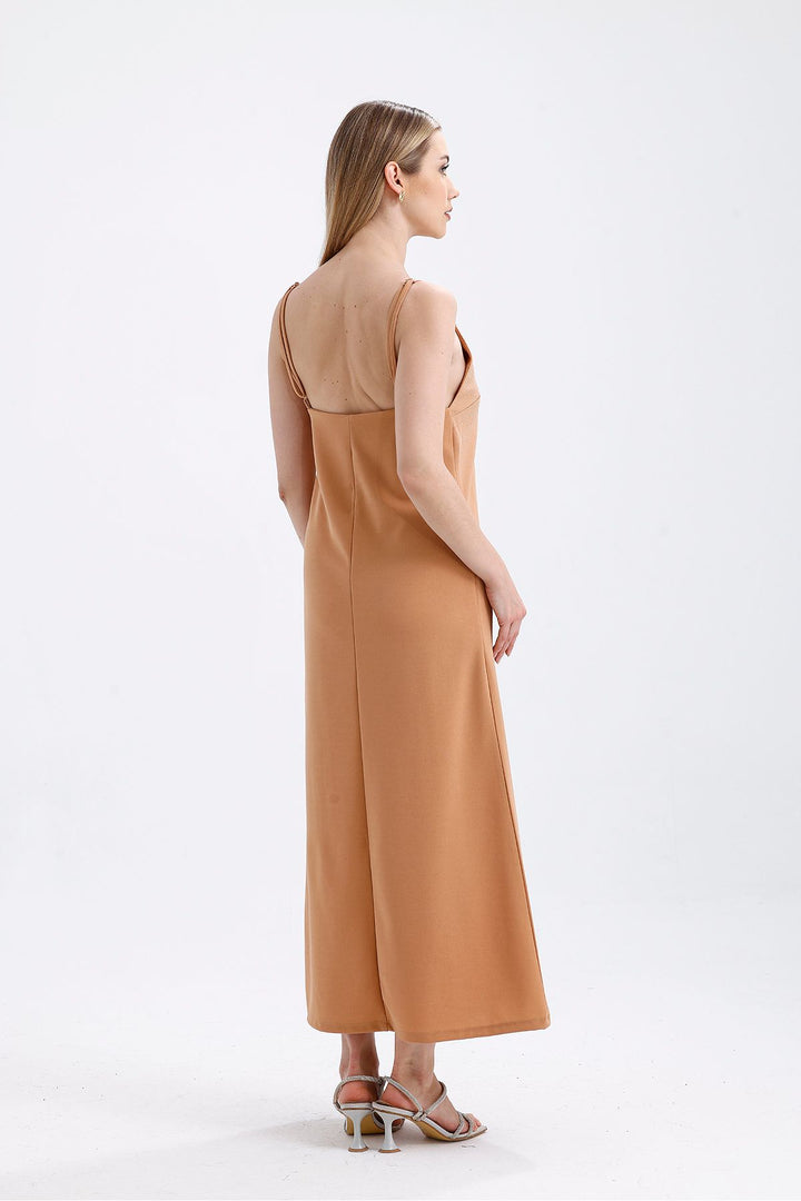 SNS Sense Beige Stone Detailed Long Strappy Dress - Lynwood