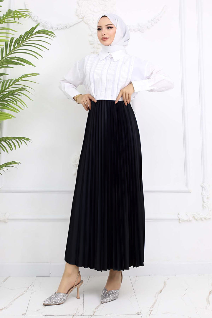 BNG Women Piliseli Etek Siyah 4560 - York