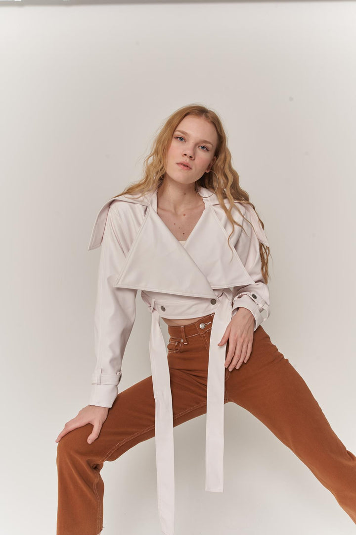 HLLY Women Neeko Leather Jacket White - Vista