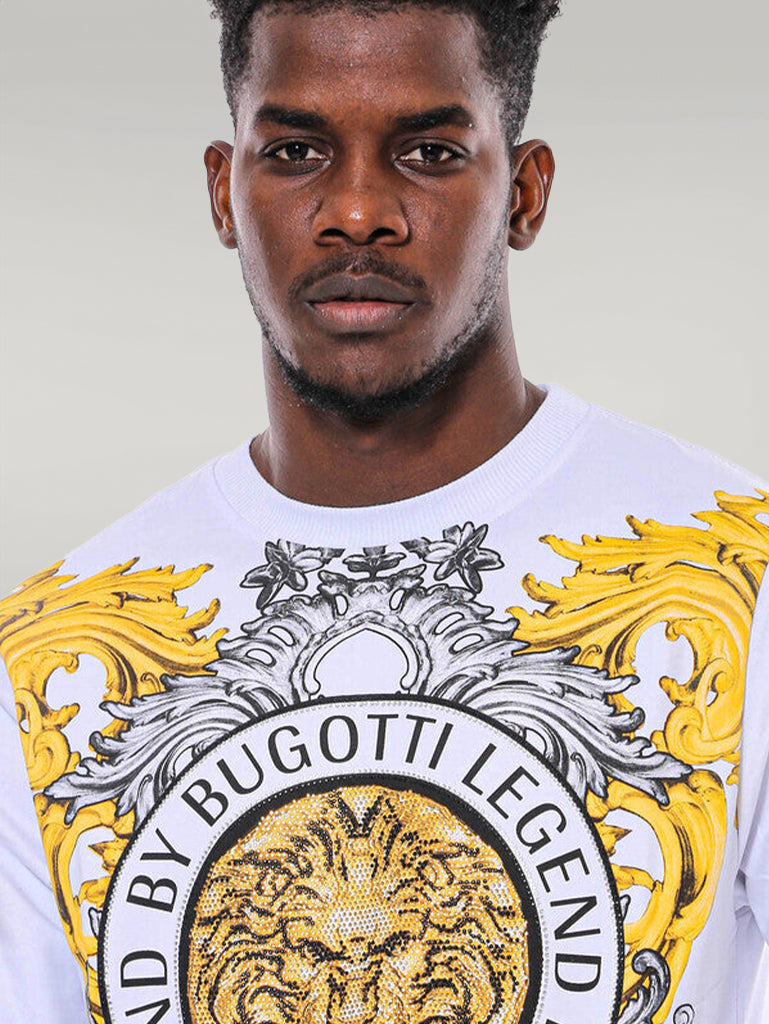WSS Lion Patterned Slim Fit White Sweatshirt  - Singen