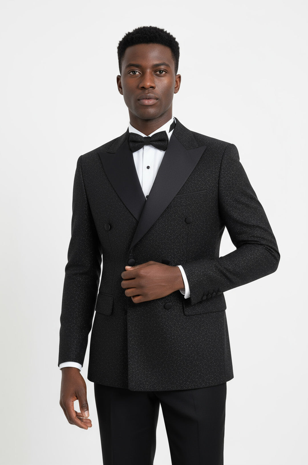 Rili25 - Black Double-Breasted Men’s Tuxedo Suit – Milan