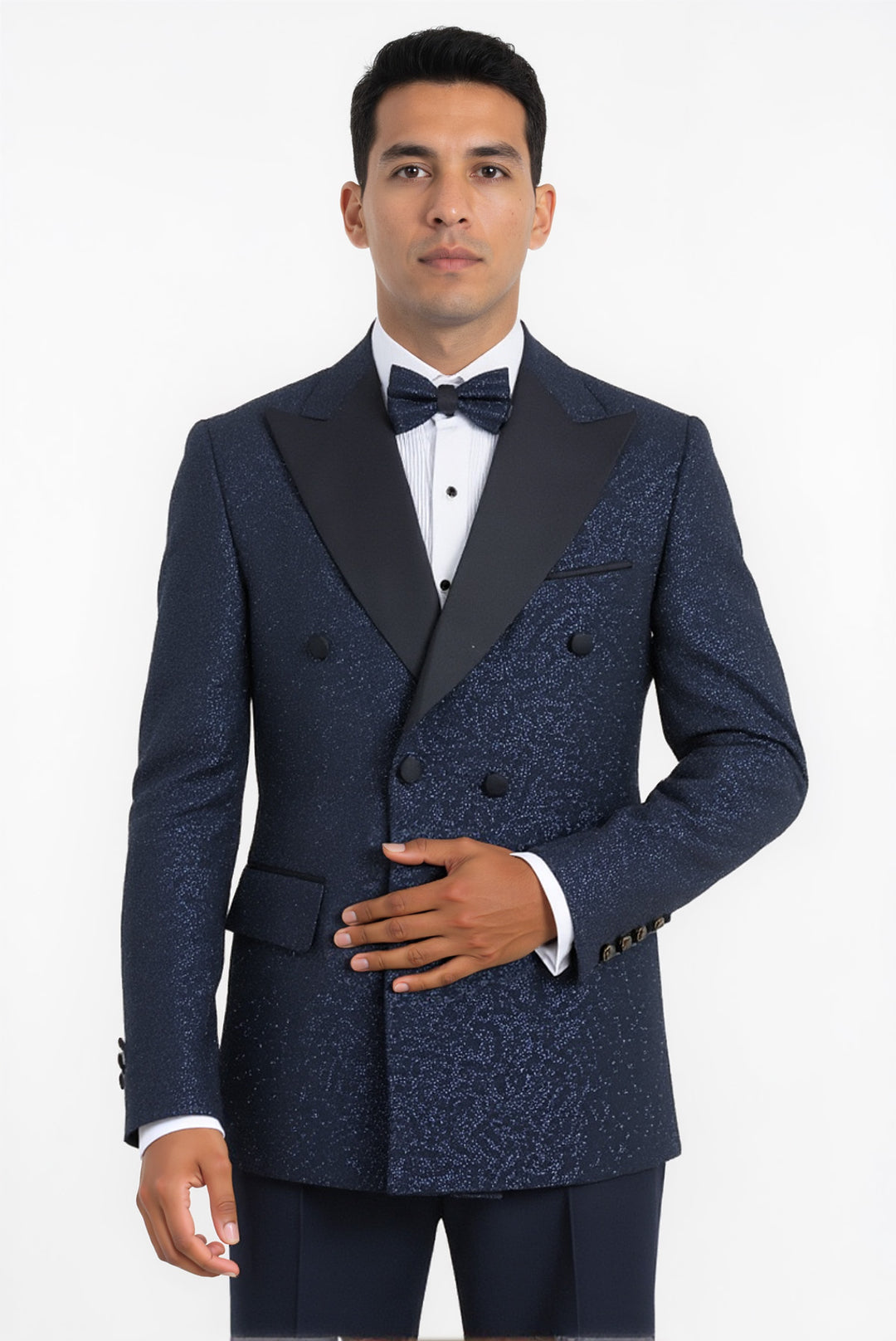 Rili25 - Navy Blue Double-Breasted Men’s Tuxedo Suit – Florence