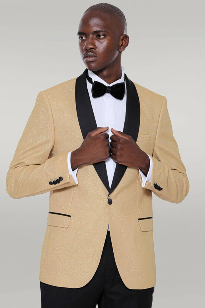 WSS Yellow Shawl Lapel Sparkly Tuxedo Jacket  - Craiova