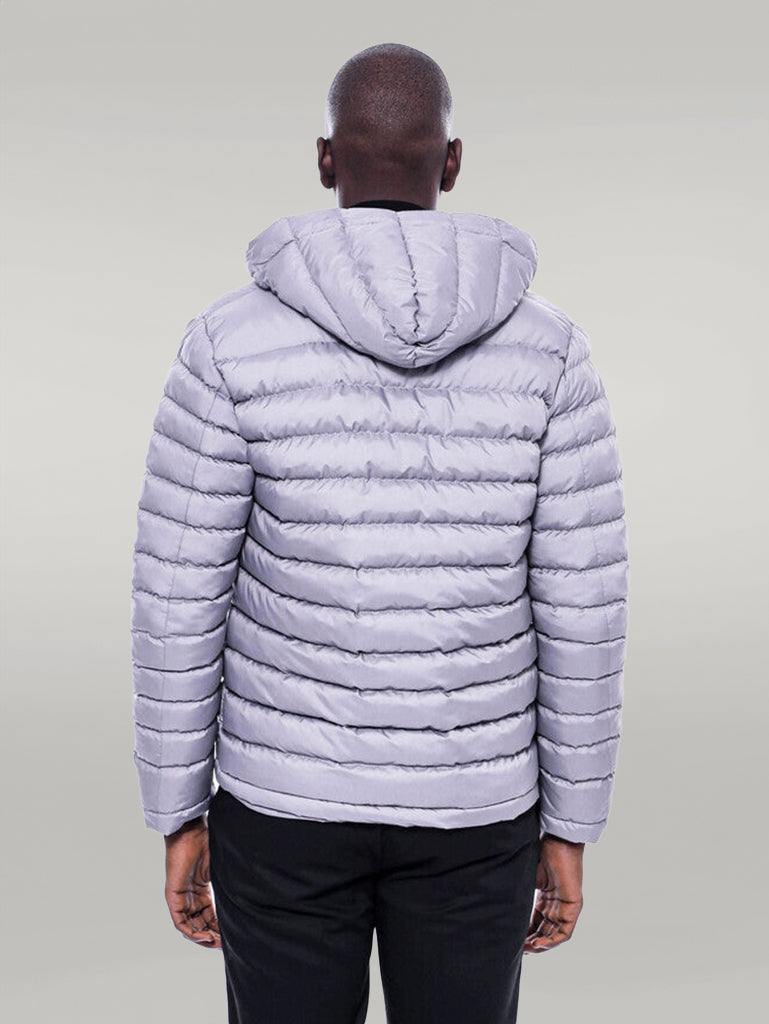 WSS Hooded Quilted Grey Men Coat  - Singen