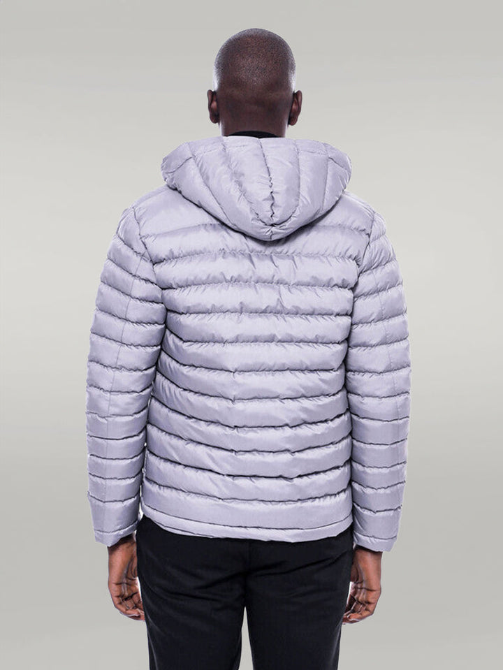 WSS Hooded Quilted Grey Men Coat  - Singen