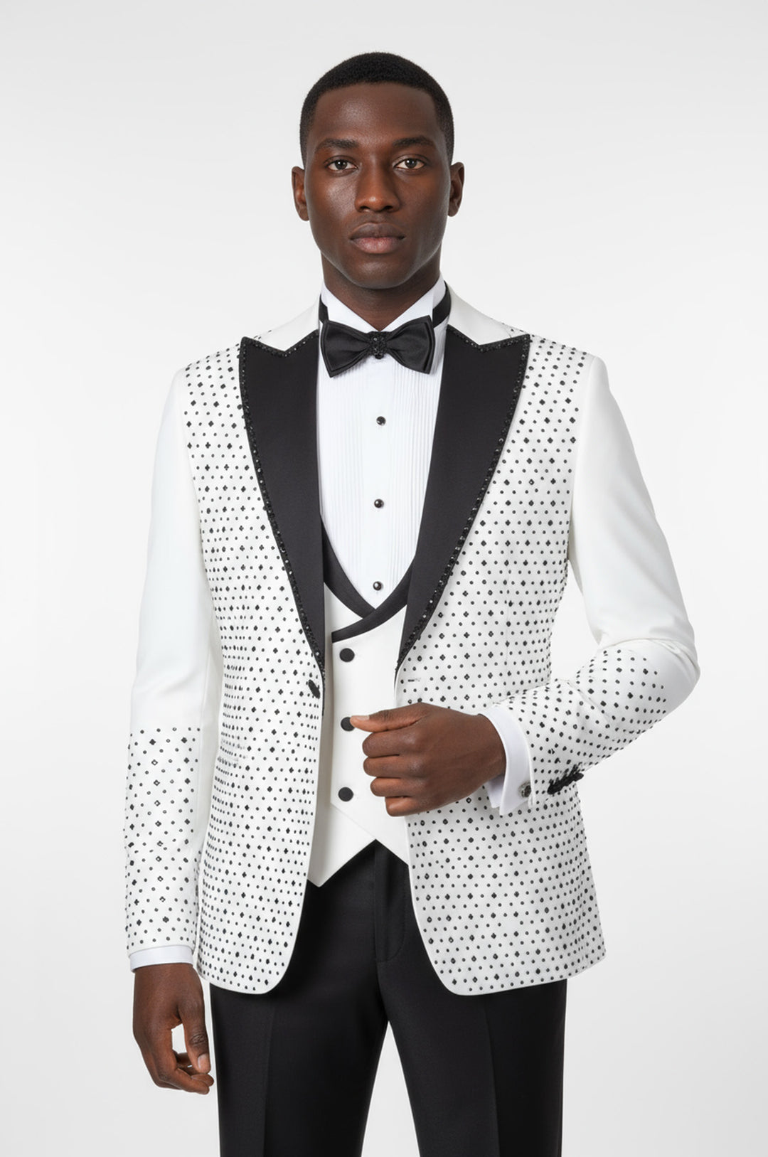 Rili25 - White Crystal Detailed Men’s Tuxedo Set – Vienna