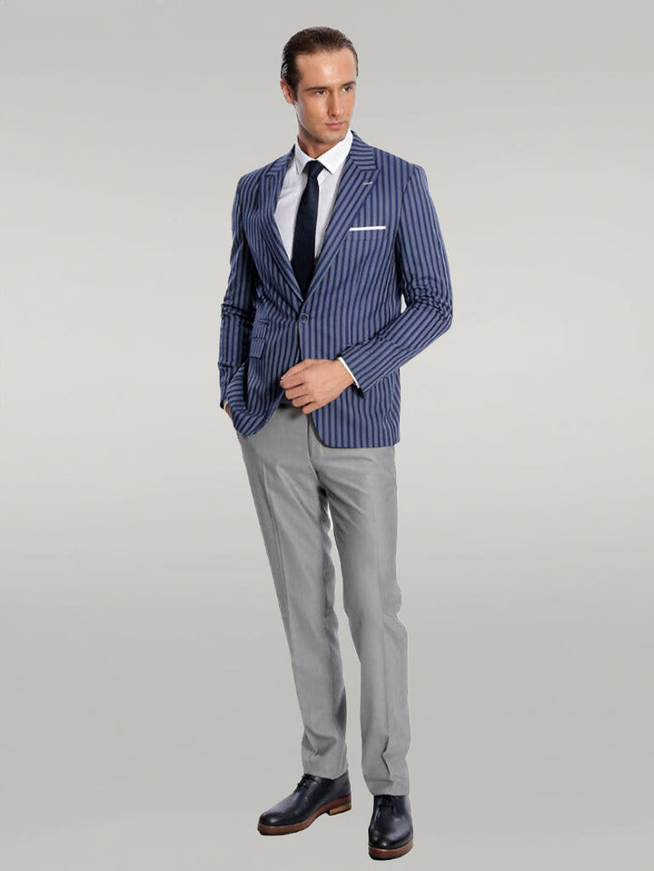 WSS Striped Blue Slim-Fit Blazer  - Singen
