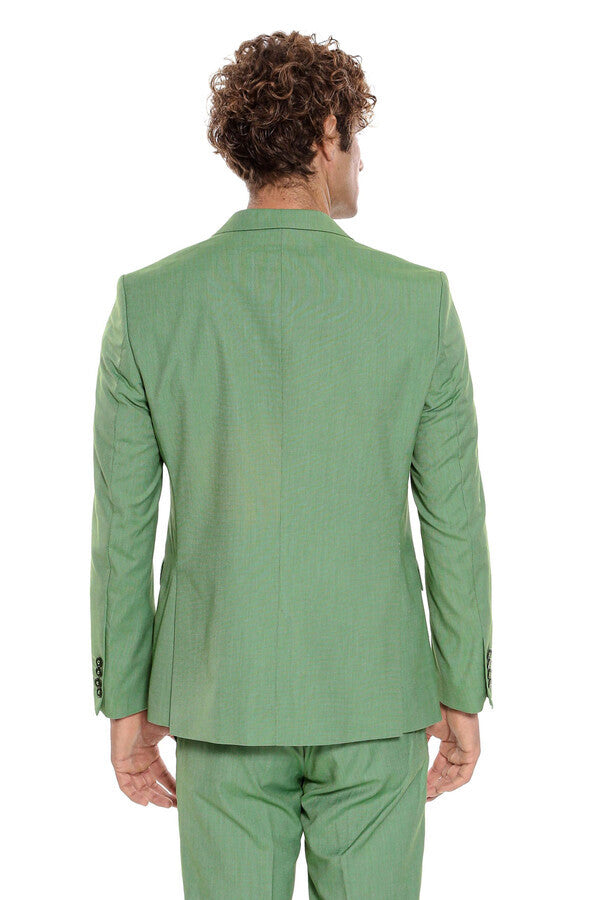 WSS 2 Piece Patterned Slim Fit Green Men Suit  - Cuautitlán
