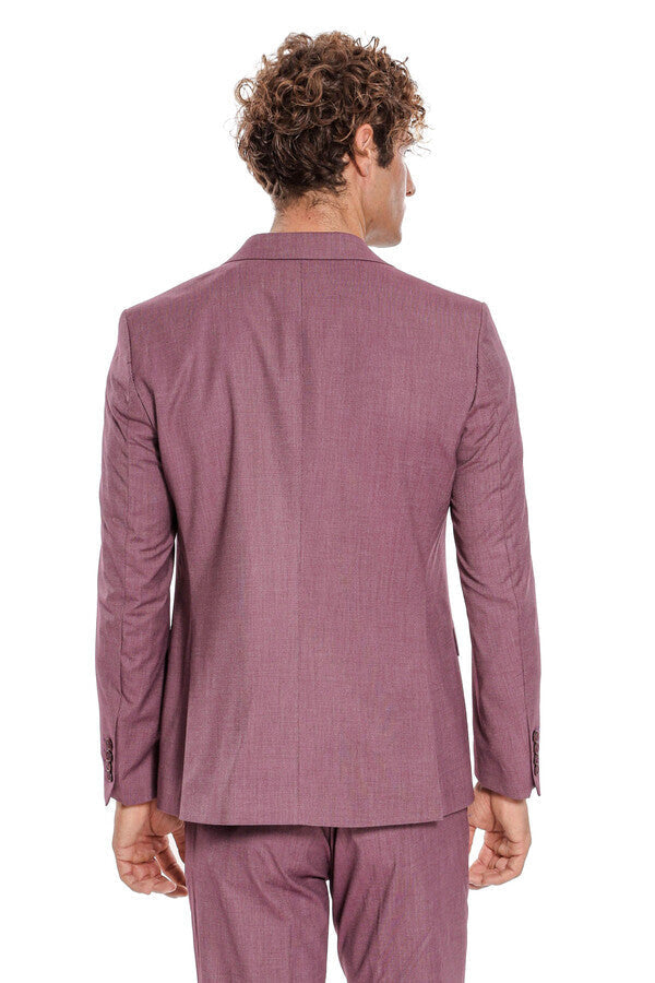 WSS 2 Piece Patterned Slim Fit Purple Men Suit  - Smethwick