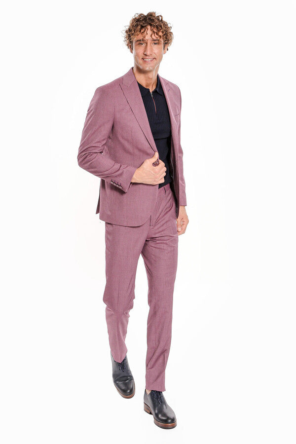WSS 2 Piece Patterned Slim Fit Purple Men Suit  - Smethwick