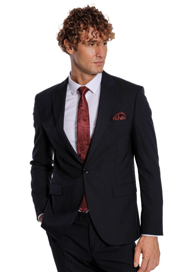 WSS 2 Piece Striped Black Men Suit  - Lethbridge