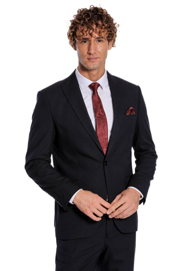 WSS 2 Piece Striped Black Men Suit  - Lethbridge