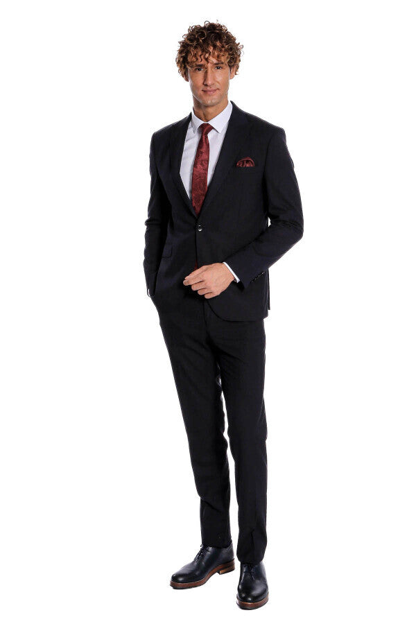 WSS 2 Piece Striped Black Men Suit  - Lethbridge