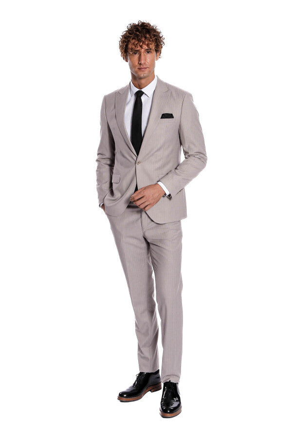 WSS 2 Piece Striped Grey Men Suit  - Boryslav