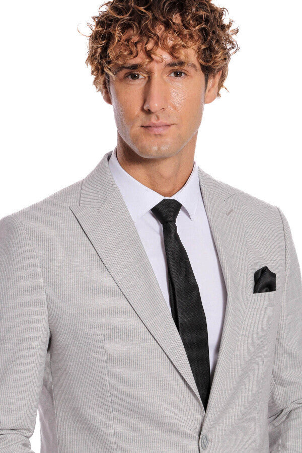 WSS 2 Piece Striped Grey Men Suit  - Salinas Victoria