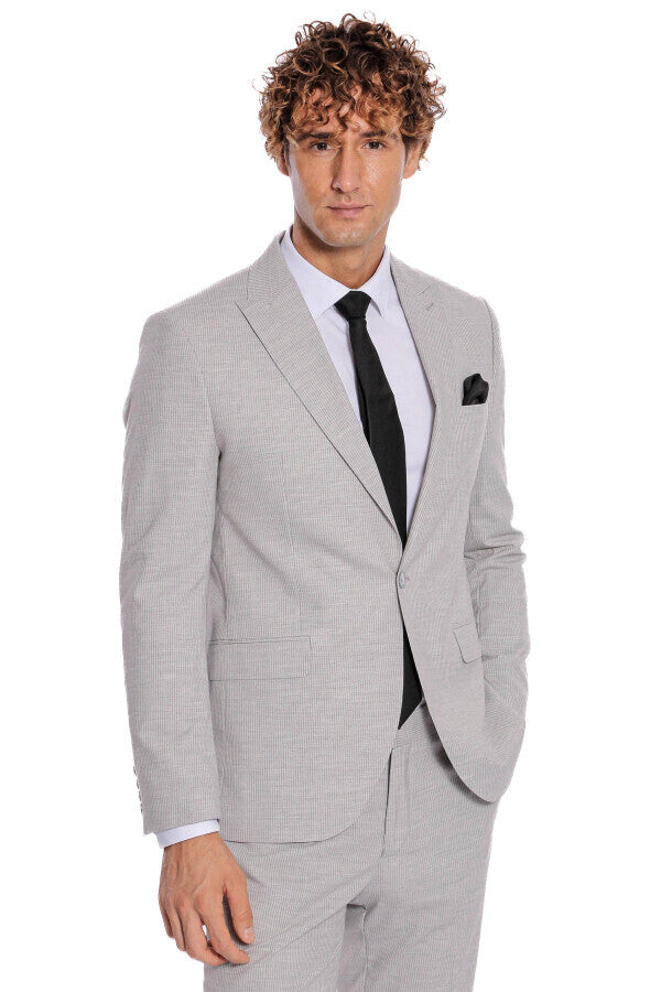 WSS 2 Piece Striped Grey Men Suit  - Salinas Victoria