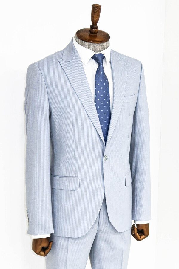 WSS 2 Piece Striped Light Blue Men Suit  - Maravatío de Ocampo