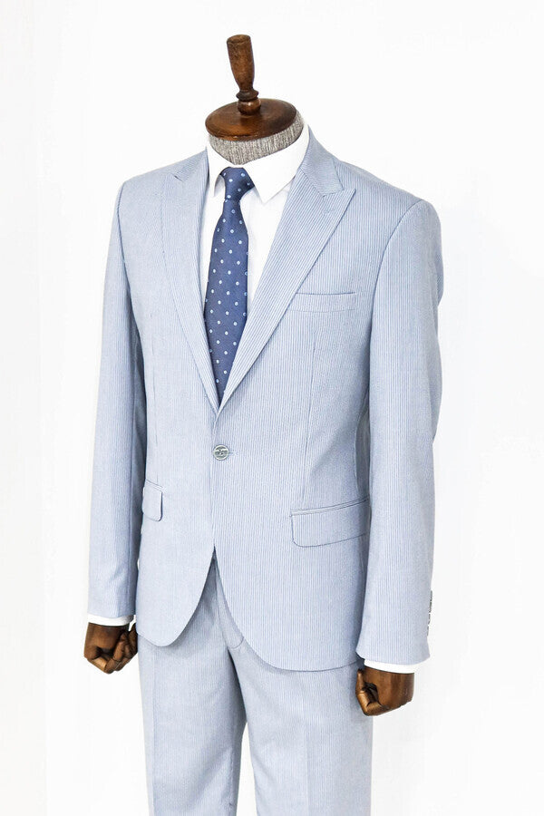 WSS 2 Piece Striped Light Blue Men Suit  - Maravatío de Ocampo