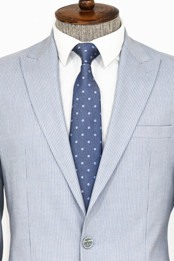 WSS 2 Piece Striped Light Blue Men Suit  - Maravatío de Ocampo