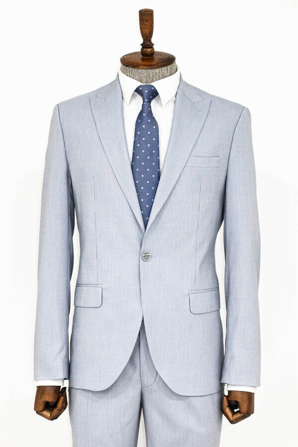 WSS 2 Piece Striped Light Blue Men Suit  - Maravatío de Ocampo