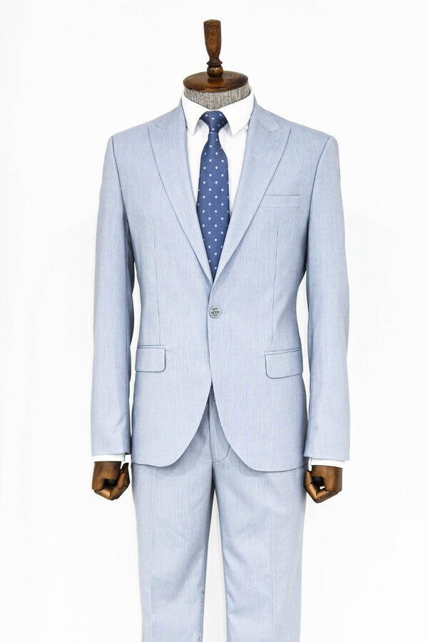 WSS 2 Piece Striped Light Blue Men Suit  - Maravatío de Ocampo