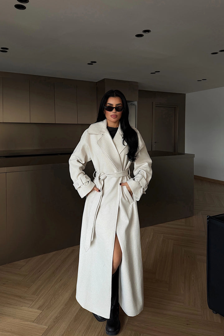 EYY Women Beyaz Uzun Palto - Petroúpoli