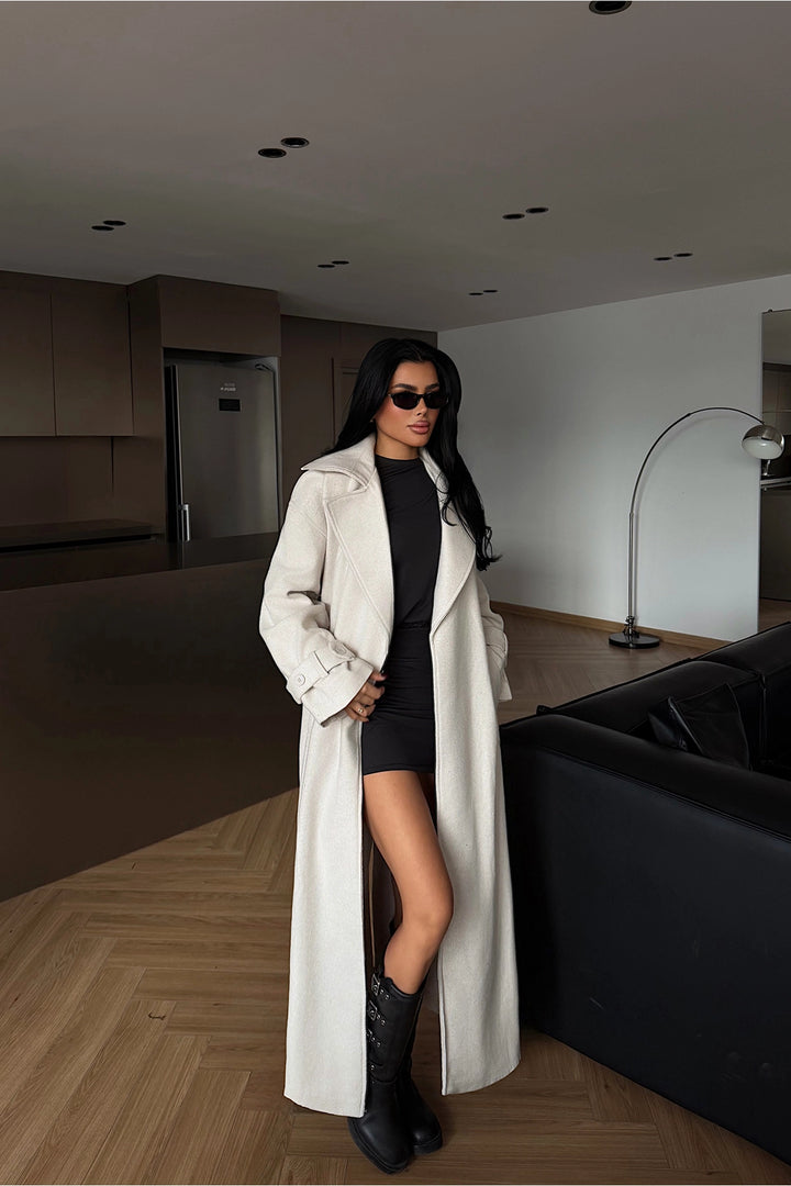 EYY Women Beyaz Uzun Palto - Petroúpoli