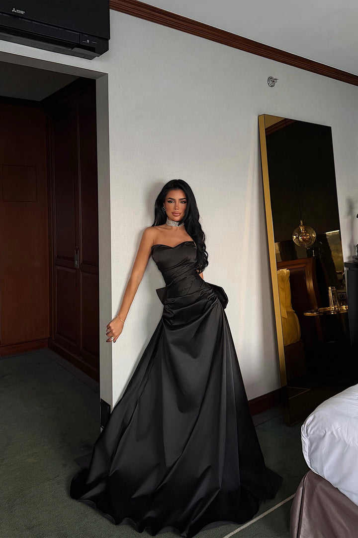 EYY Women Black Strapless Maxi Dress - Chilón