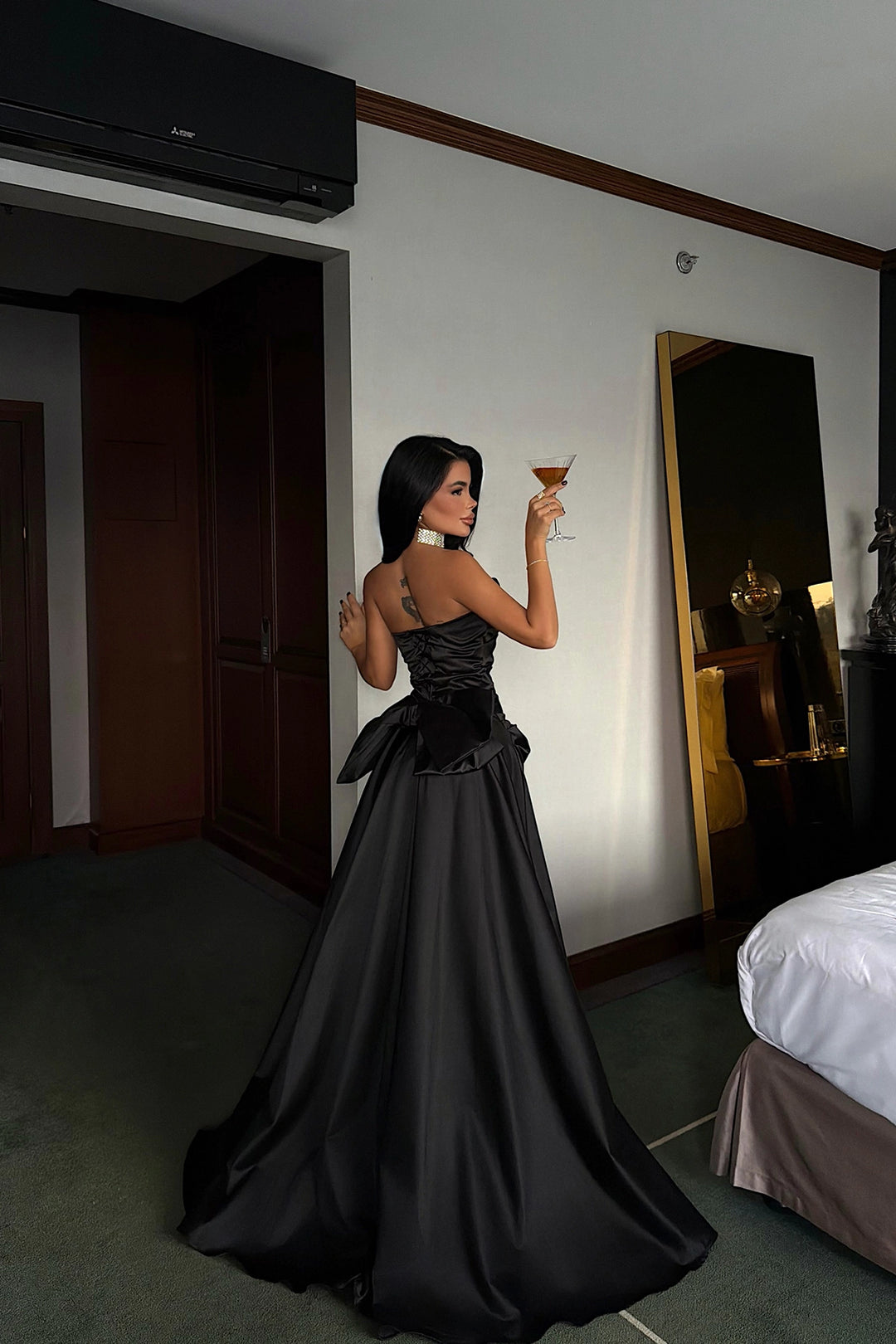 EYY Women Black Strapless Maxi Dress - Chilón