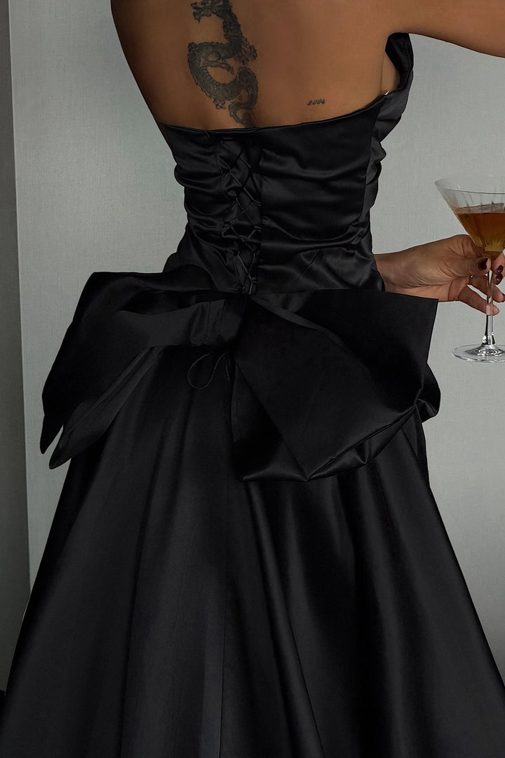 EYY Women Black Strapless Maxi Dress - Chilón