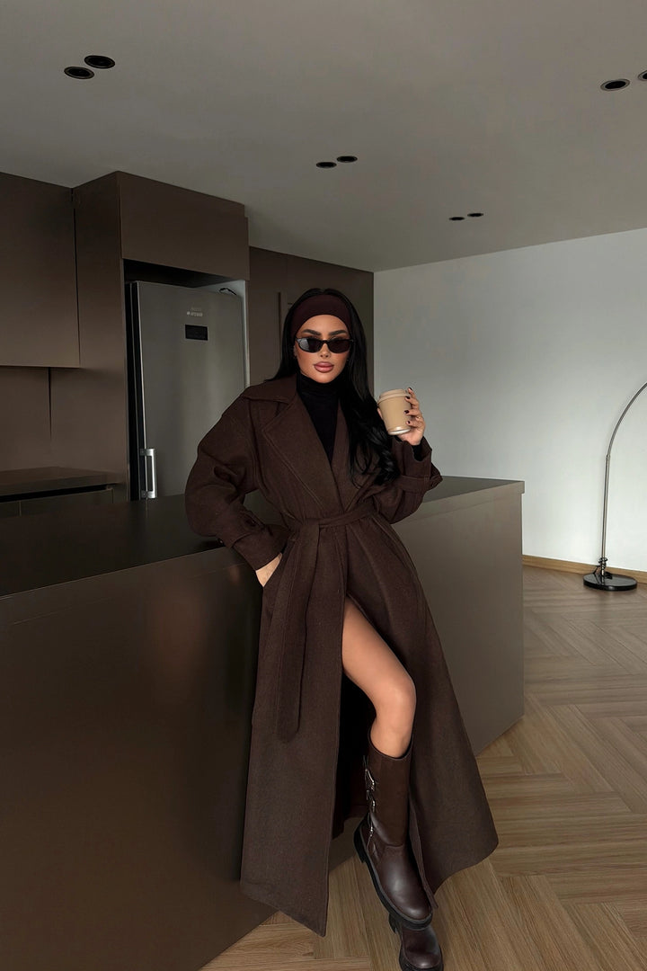 EYY Women Acı Kahverengi Uzun Palto - Kentwood