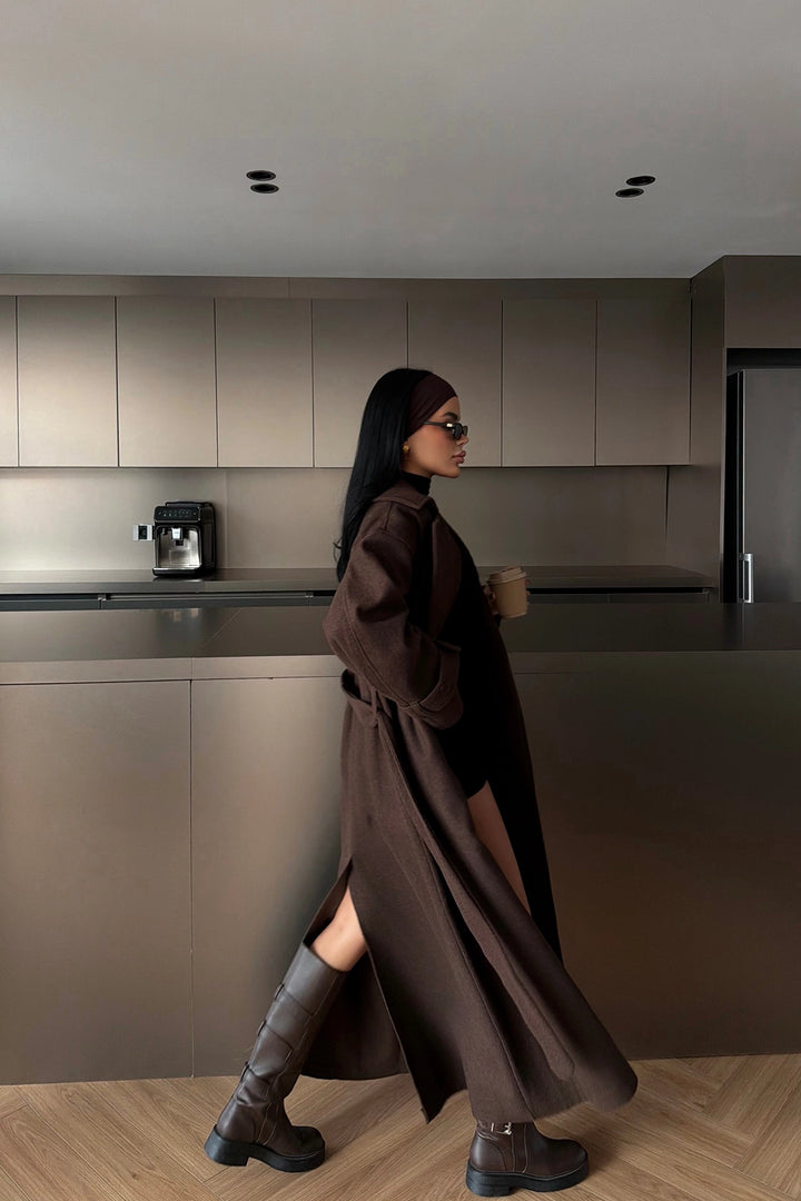 EYY Women Acı Kahverengi Uzun Palto - Kentwood