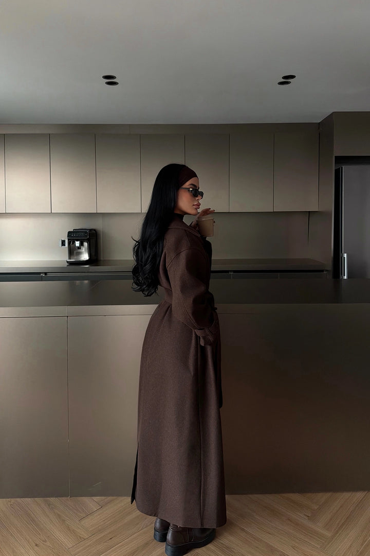 EYY Women Acı Kahverengi Uzun Palto - Kentwood