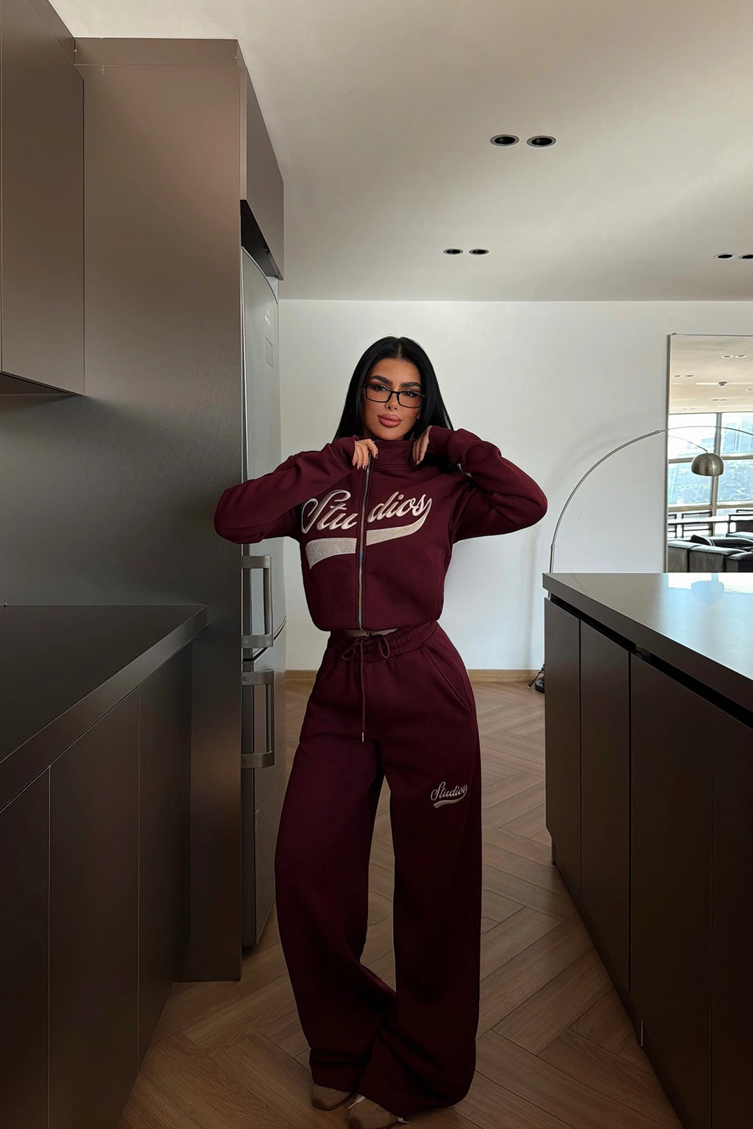 EYY Women Burgundy Studio Baskılı Eşofman Takımı - Halberstadt