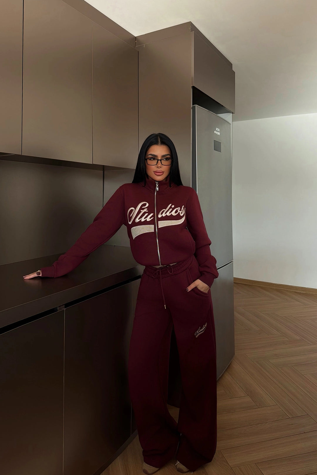 EYY Women Burgundy Studio Baskılı Eşofman Takımı - Halberstadt