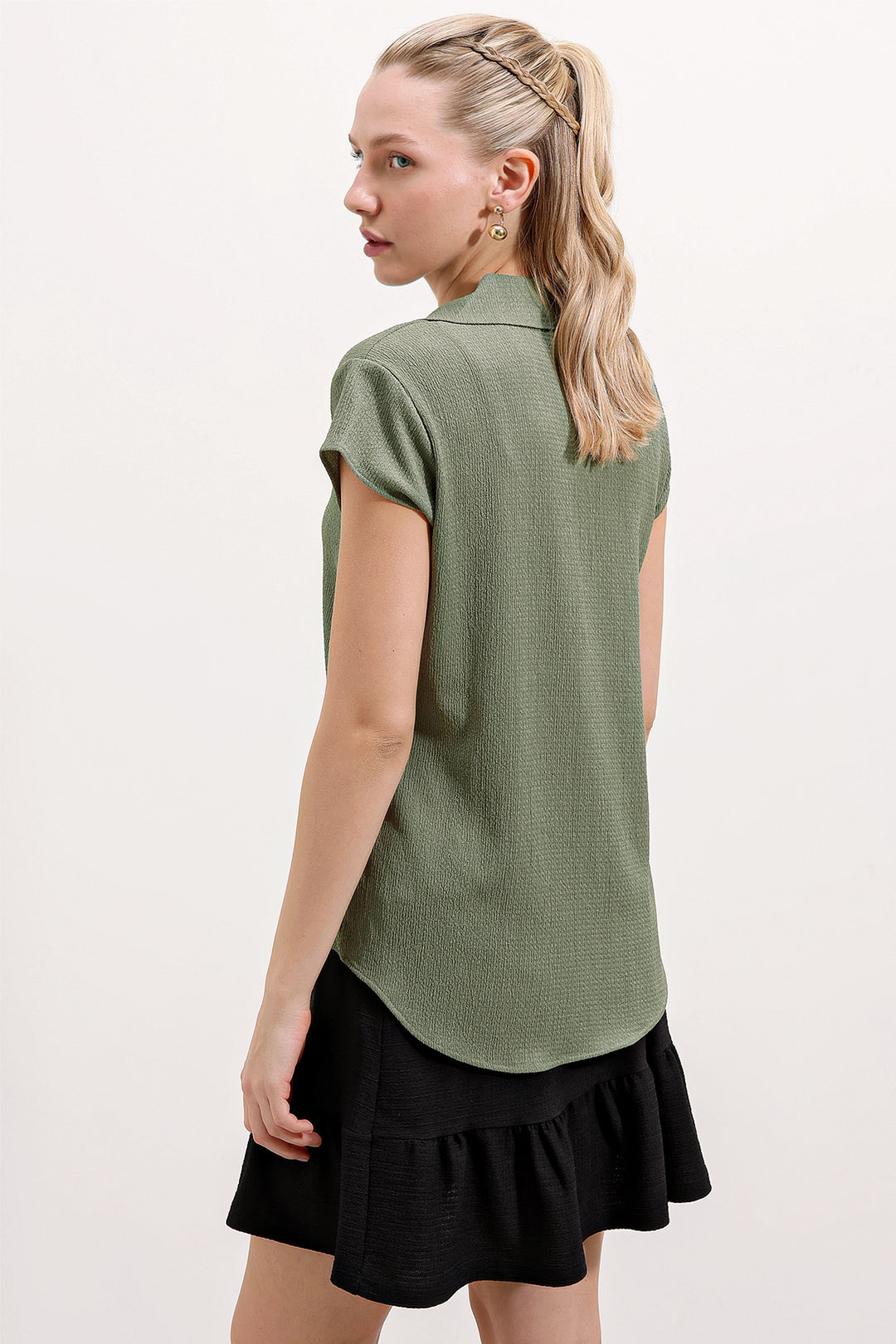BGD Women Polo Yaka Örme Bluz - Haki - Ferizaj