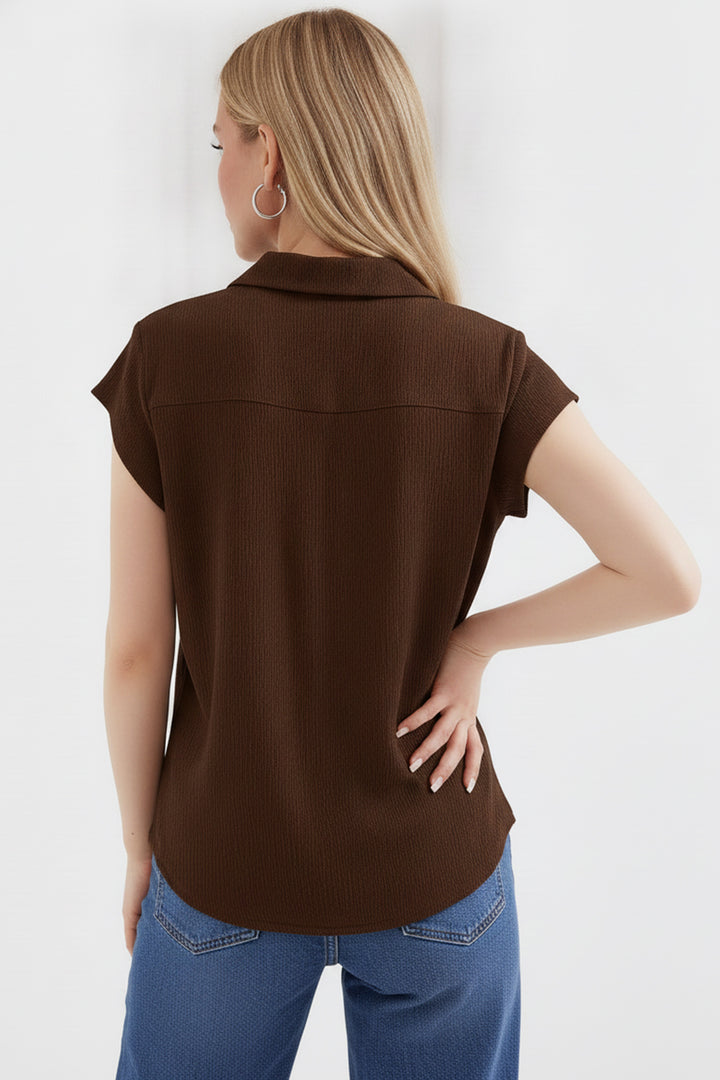 BGD Women Polo Yaka Örme Bluz - Kahverengi - St. Joseph