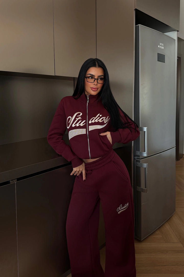 EYY Women Burgundy Studio Baskılı Eşofman Takımı - Halberstadt