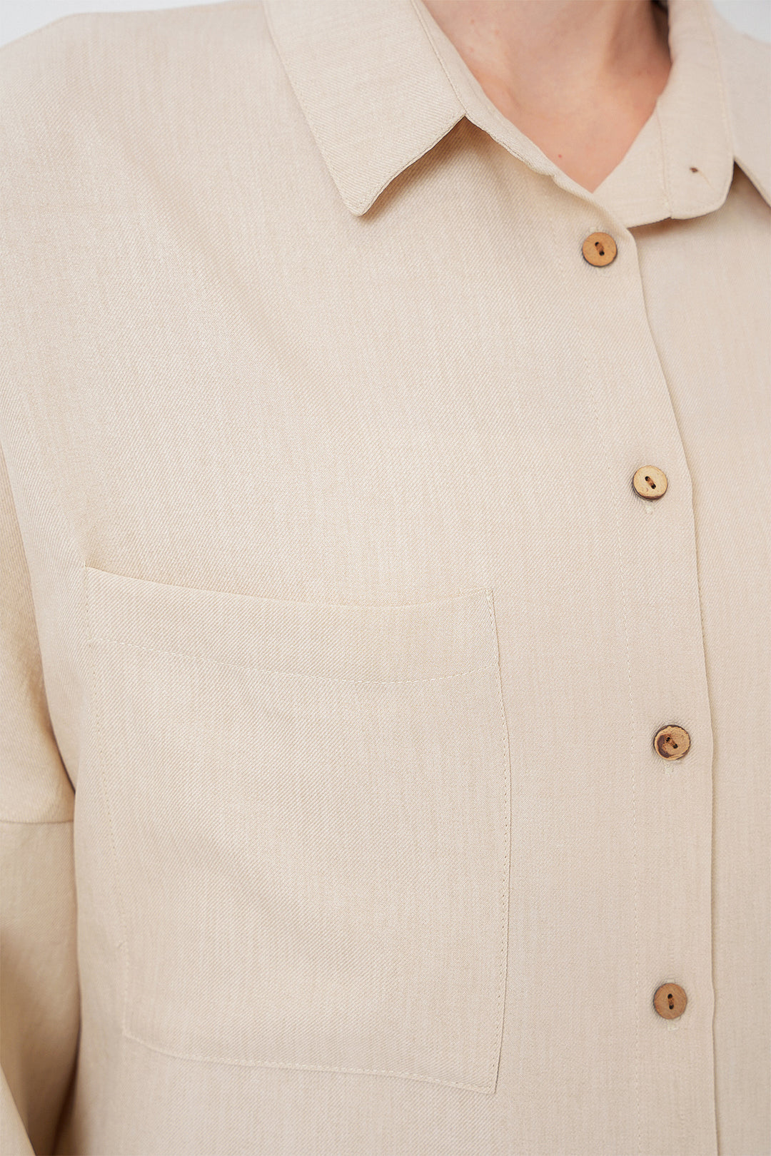 BGD Women Oversized Linen Shirt - Beige - Willenhall