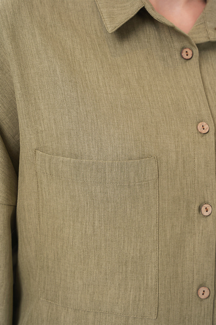 BGD Women Oversized Linen Shirt - Chartreuse - Stade